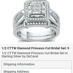 1/2 CTTW Diamond Princess Cut Bridal Set